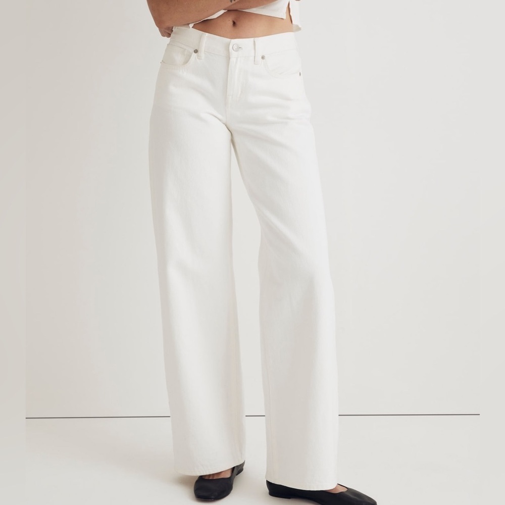 Madewell Low Rise Superwide Leg White Jeans Sz 33